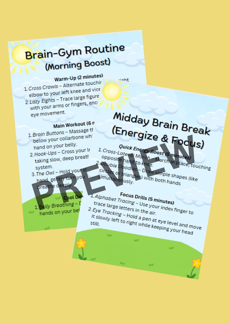 Brain Gym Bundle | Printable Routine for Focus &amp; Calm - Etsy