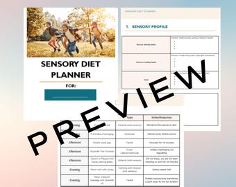 Planificador de dieta sensorial / Seguimiento diario imprimible para niños / Herramienta para necesidades especiales