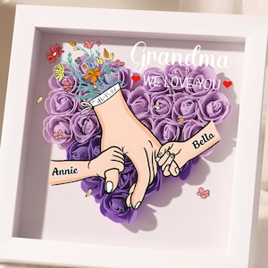 Scatola portaoggetti con fiori personalizzata, regalo per la festa della mamma, scatola portaoggetti con rose da 2 a 6 nomi, regalo per mamma, nonna, nonna, cornice di rose per la tata.