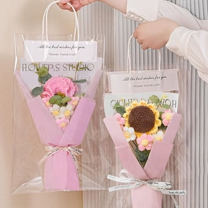 Handgefertigter Häkelstrauß, Abschlussstrauß, Sonnenblumenstrauß für Danke, gute Besserung, Jahrestag, Geburtstag, Geschenke für Mutter, Lehrer, Freund