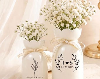 Regalo di fidanzamento personalizzato: vaso di fiori, vaso da matrimonio con data, regalo per la coppia di fidanzati, regalo commemorativo per i novelli sposi, regalo di anniversario