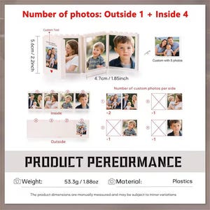 Personalized Foldable Photo Building Block Brick, Custom Picture Puzzle Building Block, Anniversary Gift for Him, Christmas Gift for Dad Outside 1+Inside 4