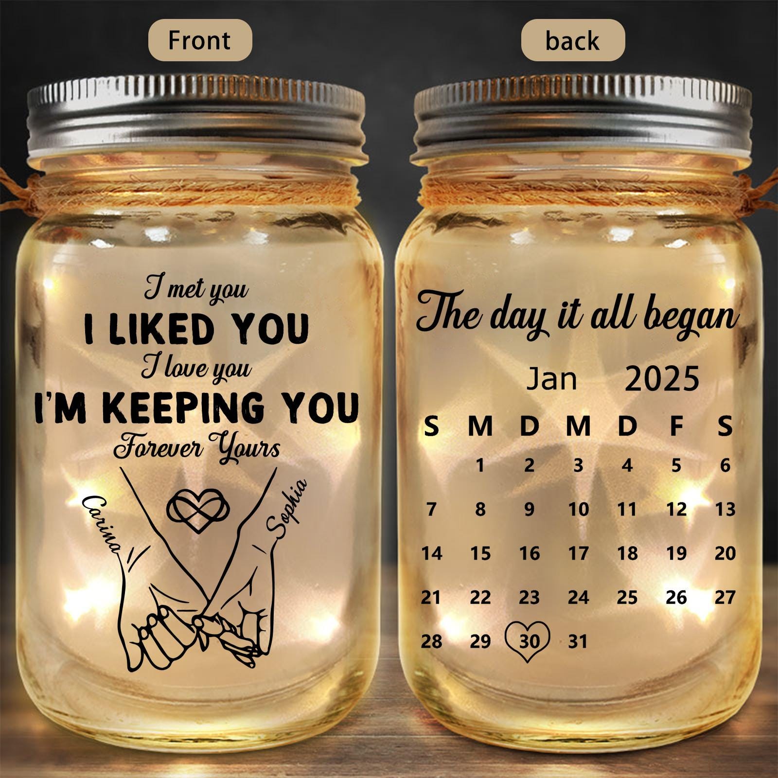  Manカレンダー Couple's Promise Light Bottle, Customizable With Name Calendar