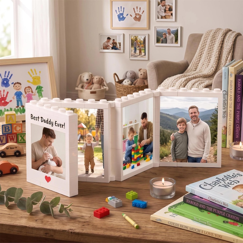 Personalized Foldable Photo Building Block Brick, Custom Picture Puzzle Building Block, Anniversary Gift for Him, Christmas Gift for Dad image 1