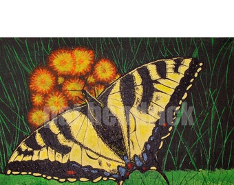 Tiger Swallowtail Butterfly Painting, Butterfly Acrylic Painting, Open Edition Print, 8" x 10", or Butterfly Note Card and Envelope