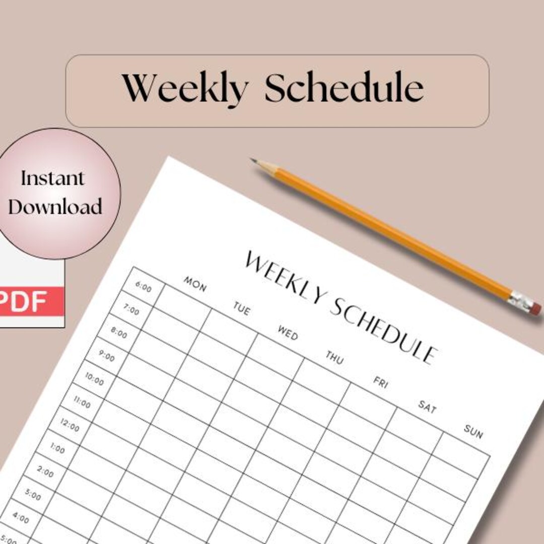 My Week Schedule.pdf Weekly Schedule PDF | Minimalist Weekly Schedule to Print or Use ...