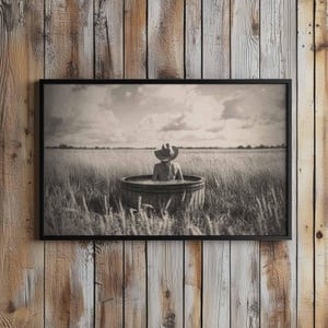 Vintage Cowgirl Bathing in Field Poster, Cowgirl Wall Art, Southern Decor, Western Home Decor, Vintage Print