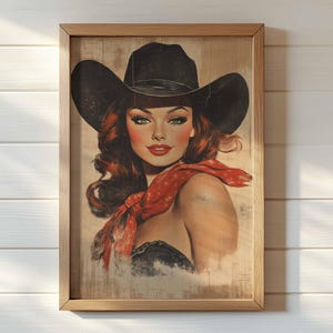 Vintage Cowgirl Posters, Western Cowgirl Wall Art Print, Old West Cowgirl Portrait Poster, Cowgirl Home Decor