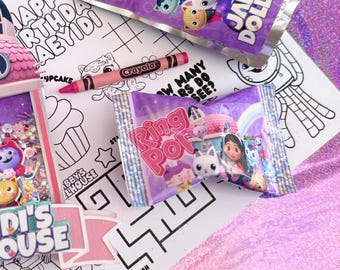 Gabby’s Dollhouse Ring Pop Favors,Personalized Birthday Party Candy, Custom Gabby Party Treats