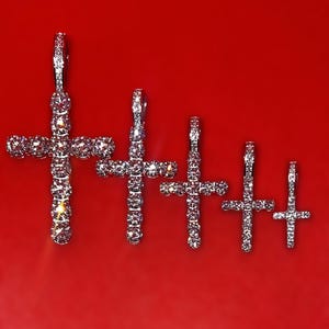 VVS Moissanite Tennis Cross Pendant in 5 Sizes | 925 Silver | Luxury Jewelry for Men & Women PASSES DIAMOND Test