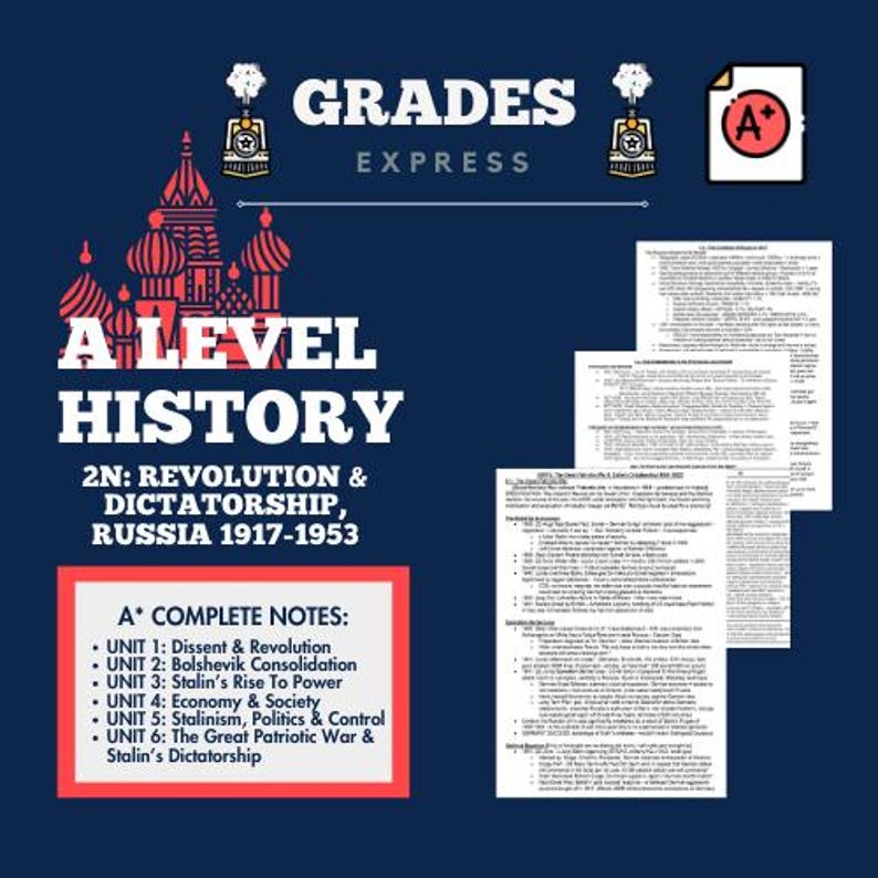 AQA A LEVEL HISTORY: 2N Russia A* Complete Notes - Etsy