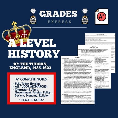 AQA A LEVEL HISTORY: 1C the Tudors England [1485-1603] A* Complete ...