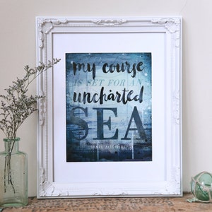 Set For An Uncharted Sea paper print - inspirational ocean beach word art
