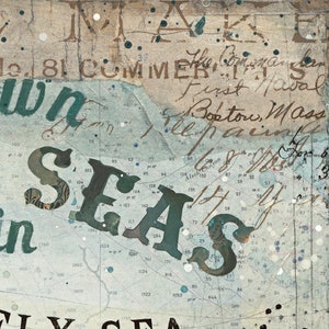 To The Seas Again nautical art print in 3 sizes inspirational nautical typographic word art image 3