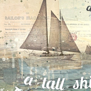 To The Seas Again nautical art print in 3 sizes inspirational nautical typographic word art image 4