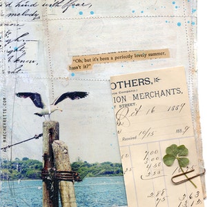 Day 18 - 11&quot;x14&quot; paper print - nautical beach mixed media art