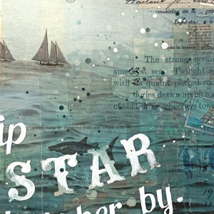 To The Seas Again nautical art print in 3 sizes inspirational nautical typographic word art image 2
