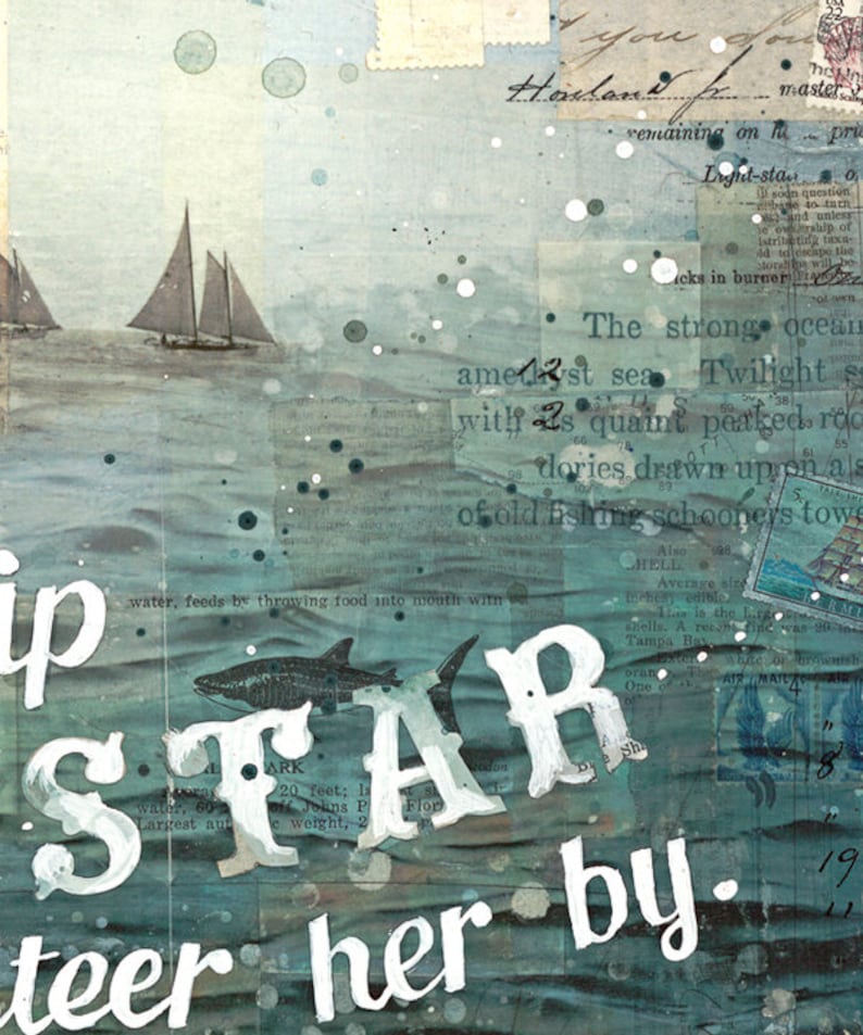 To The Seas Again nautical art print in 3 sizes inspirational nautical typographic word art image 2