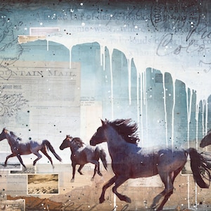 Wild Heart - paper print of mixed media wild mustang horse painting photography