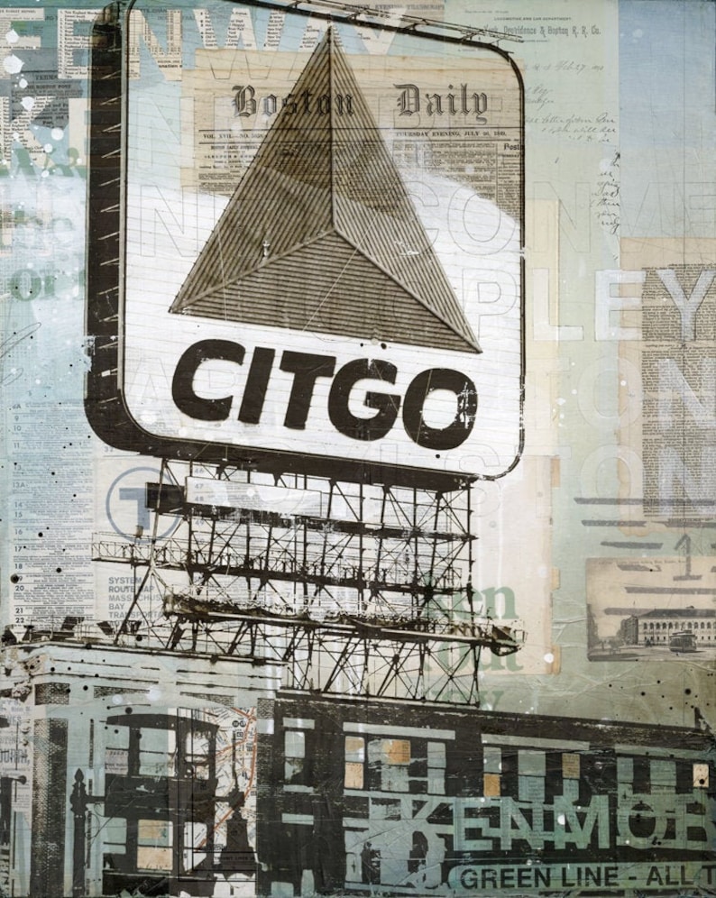 Beacon citgo Sign Paper Print Boston City Art Fenway - Etsy