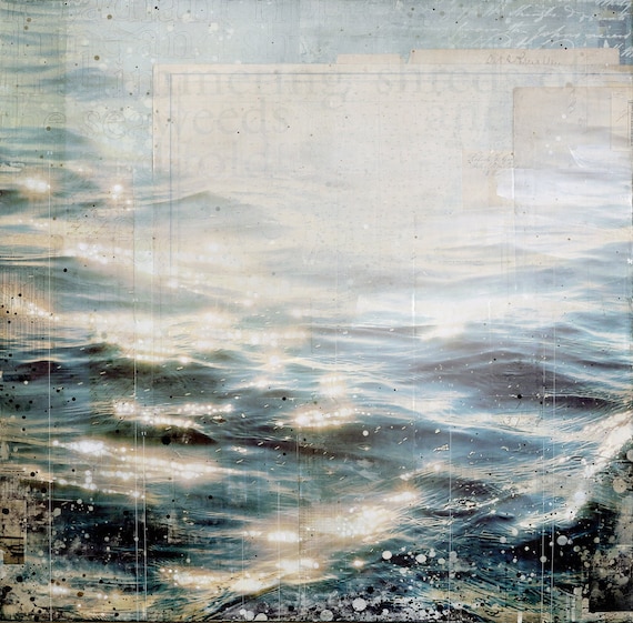 Eventide | Square coastal art print | Mixed Media Poster | Beach Art print | Paper Print