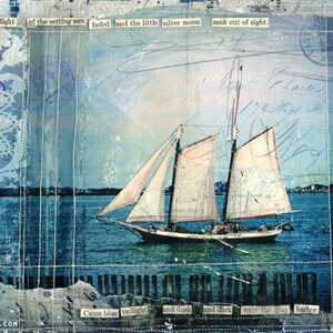 Day 13 - 11&quot;x14&quot; paper print - nautical sailing mixed media art