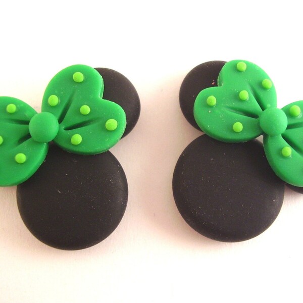 Polymer Clay Bow Centers - St. Patricks Day Minnie Mouse