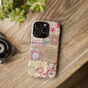 Retro Collage iPhone Case, Vintage Aesthetic Phone Cover for iPhone 16 15 14 13 12, 90s Y2K Style, Gift for Girlfriend or Wife