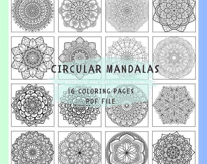  16 Circular Mandalas Coloring Book - Intricate Round Designs for Bildidee 