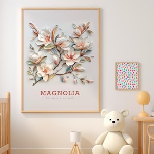 Magnolie Digitaldruck Mississippi Blume druckbare Wandkunst Magnolie Poster Digital Download Magnolie Druck südlichen charmanten Dekor Kinderzimmer