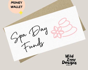 Spa Day Money Wallet Card, Spa Day Gift Card Holder, Pamper Day Cash Envelope Card, Gift Voucher Holder, Personalised Money Holder Card UK