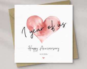 One Years of Us Personalised 1st Anniversary Card | Custom Anniversary Card for Husband Wife Boyfriend Girlfriend