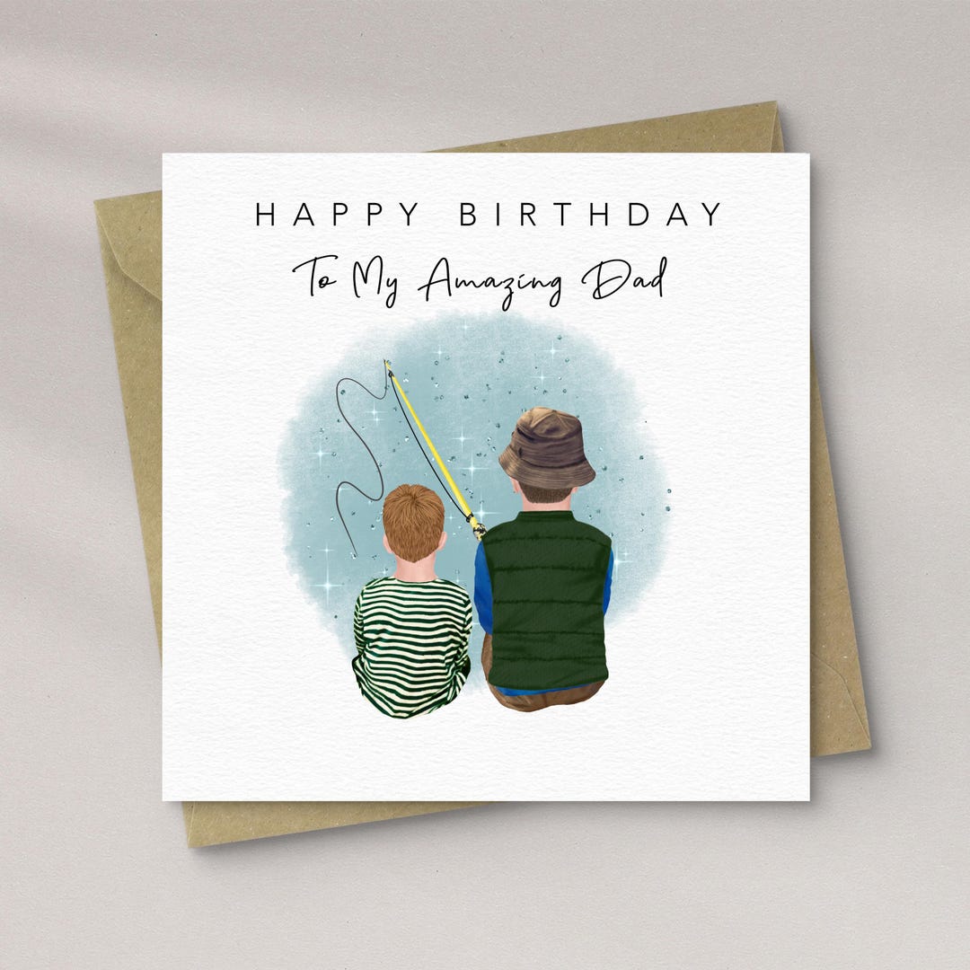 Dad Birthday Card Fishing, Personalised Fishing Birthday Card for Dad ...