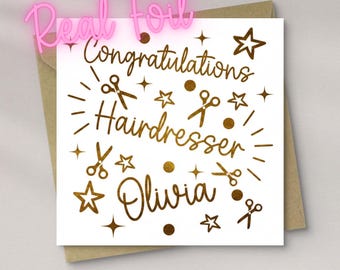 Personalised Hairdresser Congratulations Card, Qualified Hairdresser Card, New Hairdresser Gift, Hair Salon Graduation Card