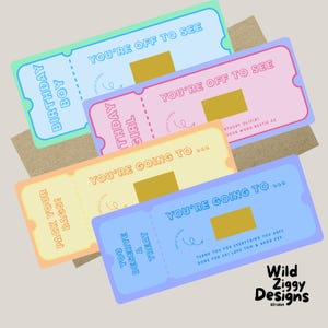 Scratch Off Birthday Ticket, Surprise Trip Reveal Gift, Scratch Card Voucher, Birthday Gift for Him, Travel Reveal Ticket, Colourful Ticket