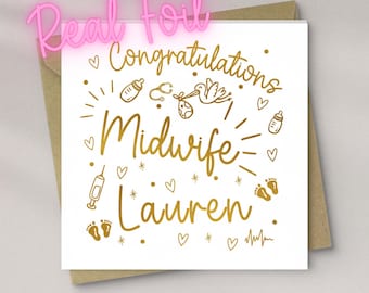 Midwife Graduation Card Personalised | Midwifery Graduation Card UK | Congratulations Midwife Gift | New Midwife Card | Birth Practitioner