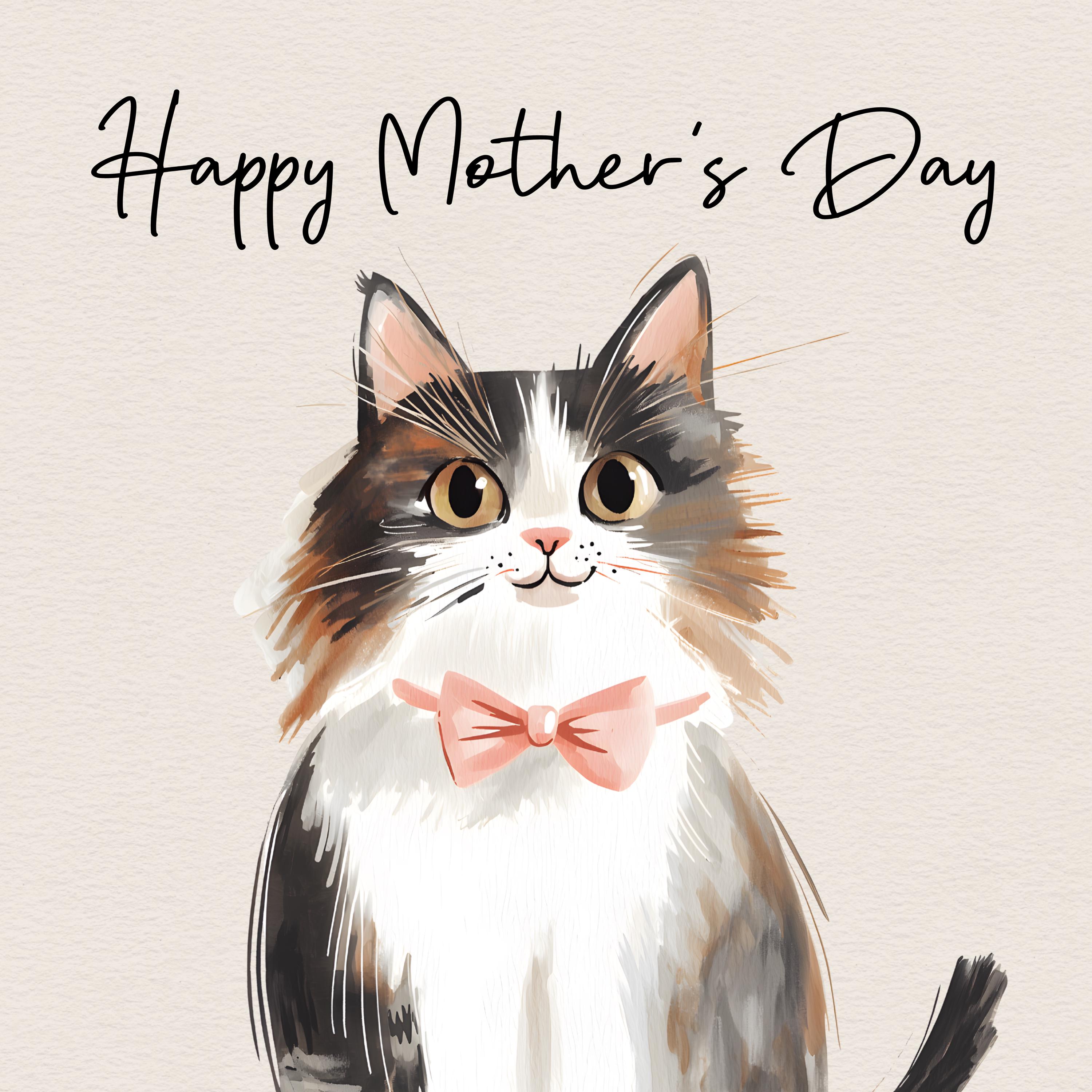 Mothers Day Cat Greeting Card | Cute Cat Card | Happy Mothers Day Cat ...