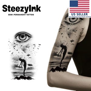 SteezyInk Semi-Permanent Tattoo Fading Silhouette Last Upto 2 Weeks 5.5 x 9 Inches