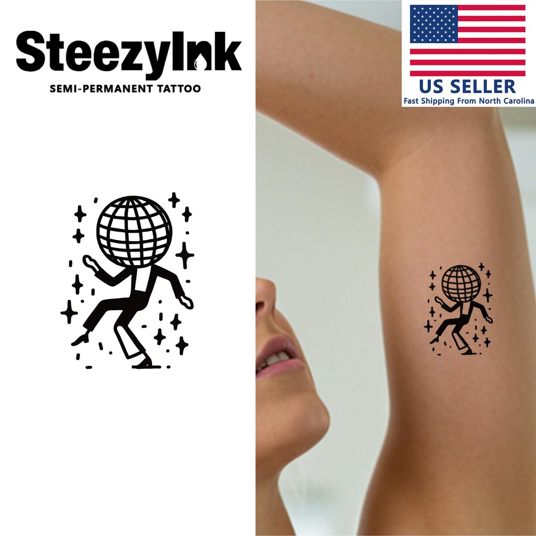Steezyink Semi-permanent Tattoo Disco Divo Last Upto 2 Weeks 2 X 2 
