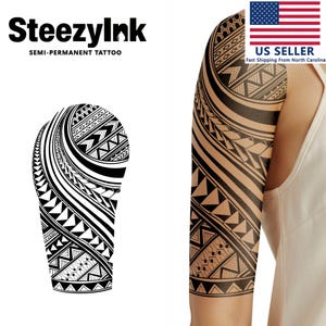 SteezyInk Semi-Permanent Tattoo Geometric Tribal Last Upto 2 Weeks 5.5 x 9 Inches
