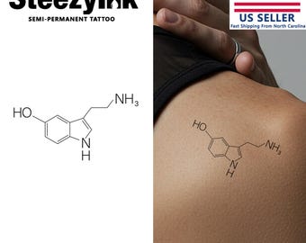 SteezyInk Semi-Permanent Tattoo Serotonin Last Upto 2 Weeks 2 x 3 Inches