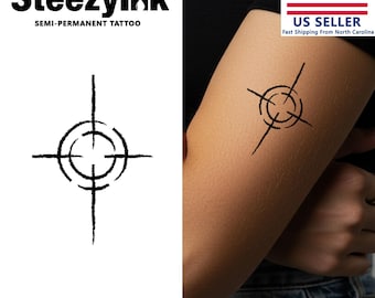 SteezyInk Semi-Permanent Tattoo Aiming Bullseye Last Upto 2 Weeks 2 x 3 Inches 2 x 3 Inches