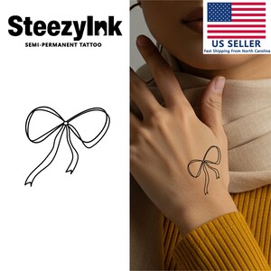 SteezyInk Semi-Permanent Tattoo Bow Tie Last Upto 2 Weeks 2 x 2 Inches