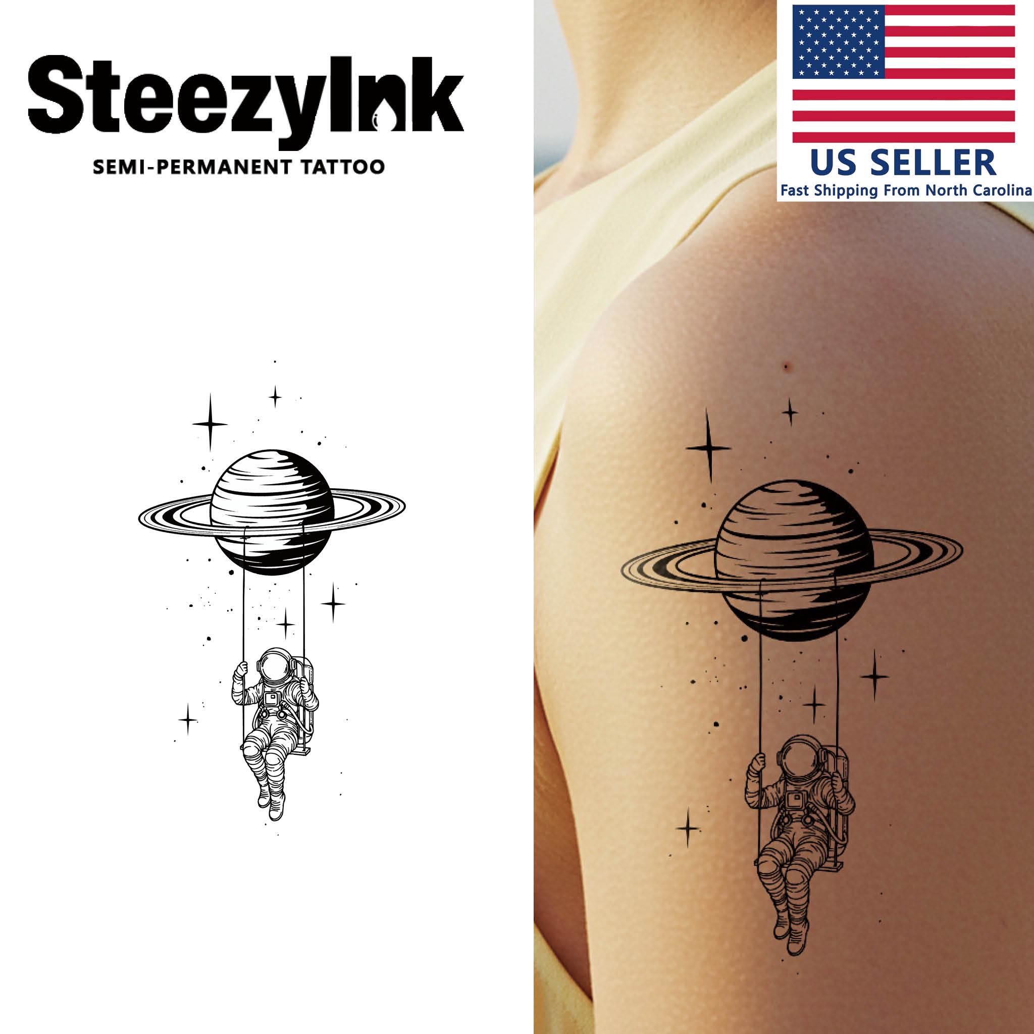 Steezyink Semi-permanent Tattoo Saturn Swing Last Upto 2 Weeks 3 X 6 Inches  - Etsy, image size:2048x2048