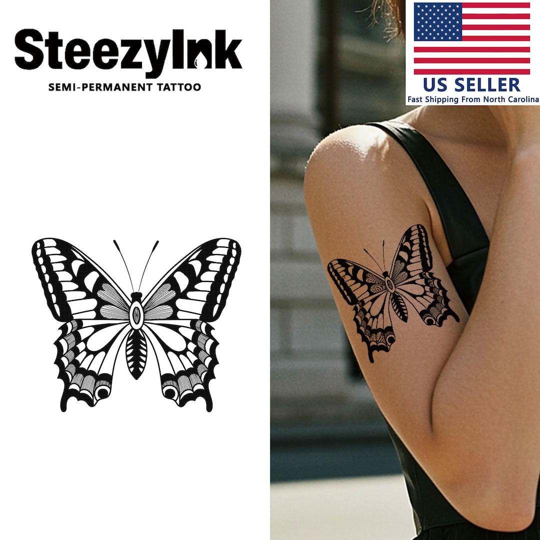 Steezyink Semi-permanent Tattoo Bold Butterfly Last Upto 2 Weeks 4 Steezyink Semi-permanent Tattoo Bold Butterfly Last Upto 2 Weeks 4