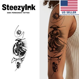 SteezyInk Semi-Permanent Tattoo Sunblade Last Upto 2 Weeks 5.5 x 9 Inches