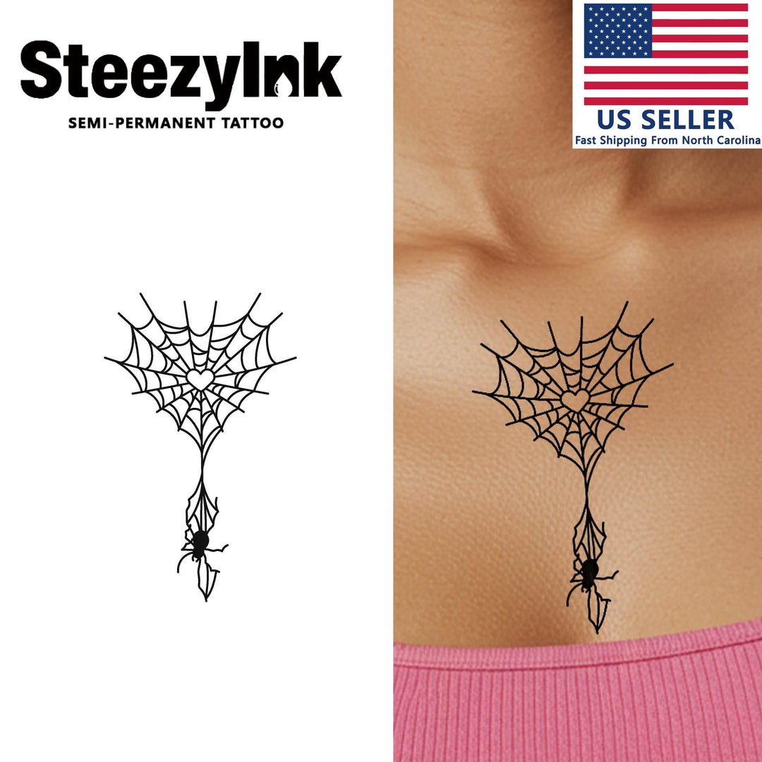Steezyink Semi-permanent Tattoo Spider Web Love Last Upto 2 Weeks 