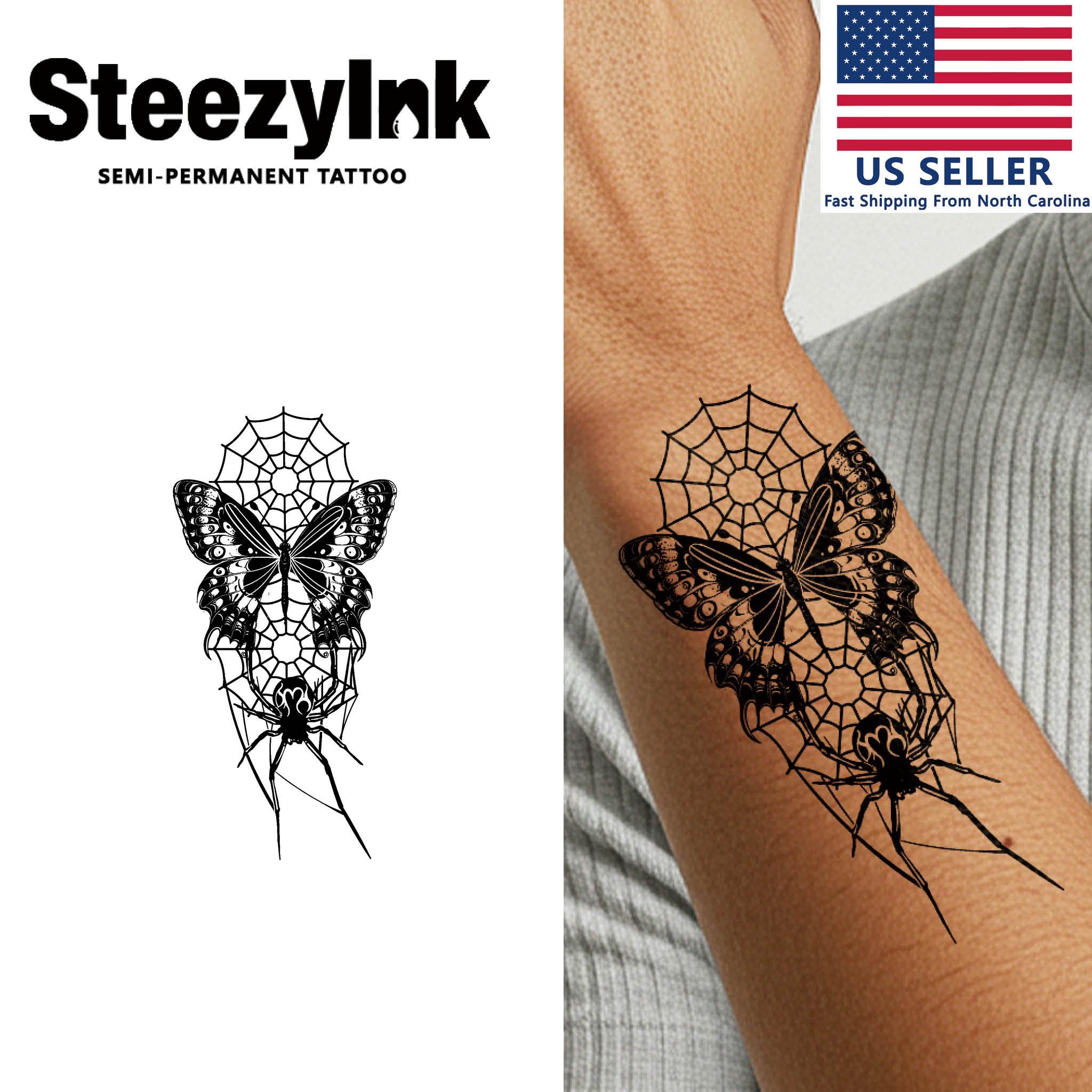 SteezyInk Semi-Permanent Tattoo Spider's Dream Last Upto 2 Weeks 3 x 6 Inches