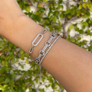 14k Diamond Paper Clip Bracelet | Modern Link Bracelet | Fine Jewelry for Women | Dainty Diamond Chain