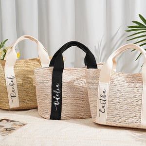 Personalized Bridesmaid Gift Bag, Custom Straw Bags, Beach Tote Bag, Bachelorette Party Bag, Bridesmaid Proposal Gift, Bridal Shower Bag